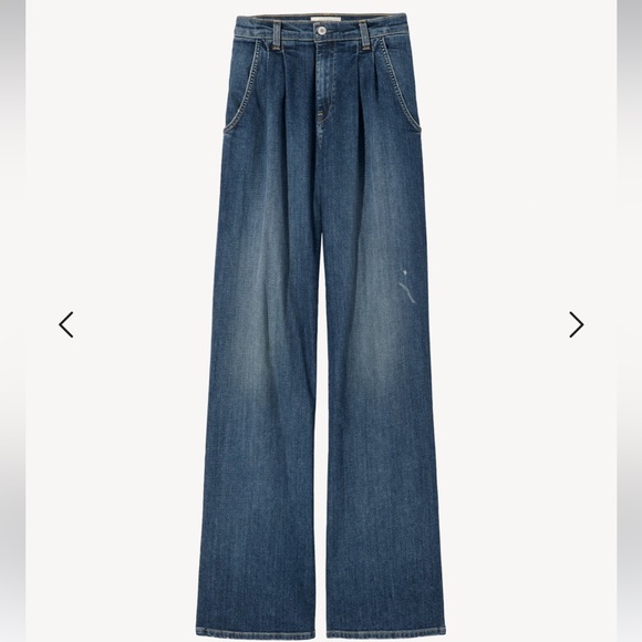 Nili Lotan Flora Denim Trouser | Mid-Rise | Wide-Leg | Classic Wash | Size 30 - Picture 7 of 16